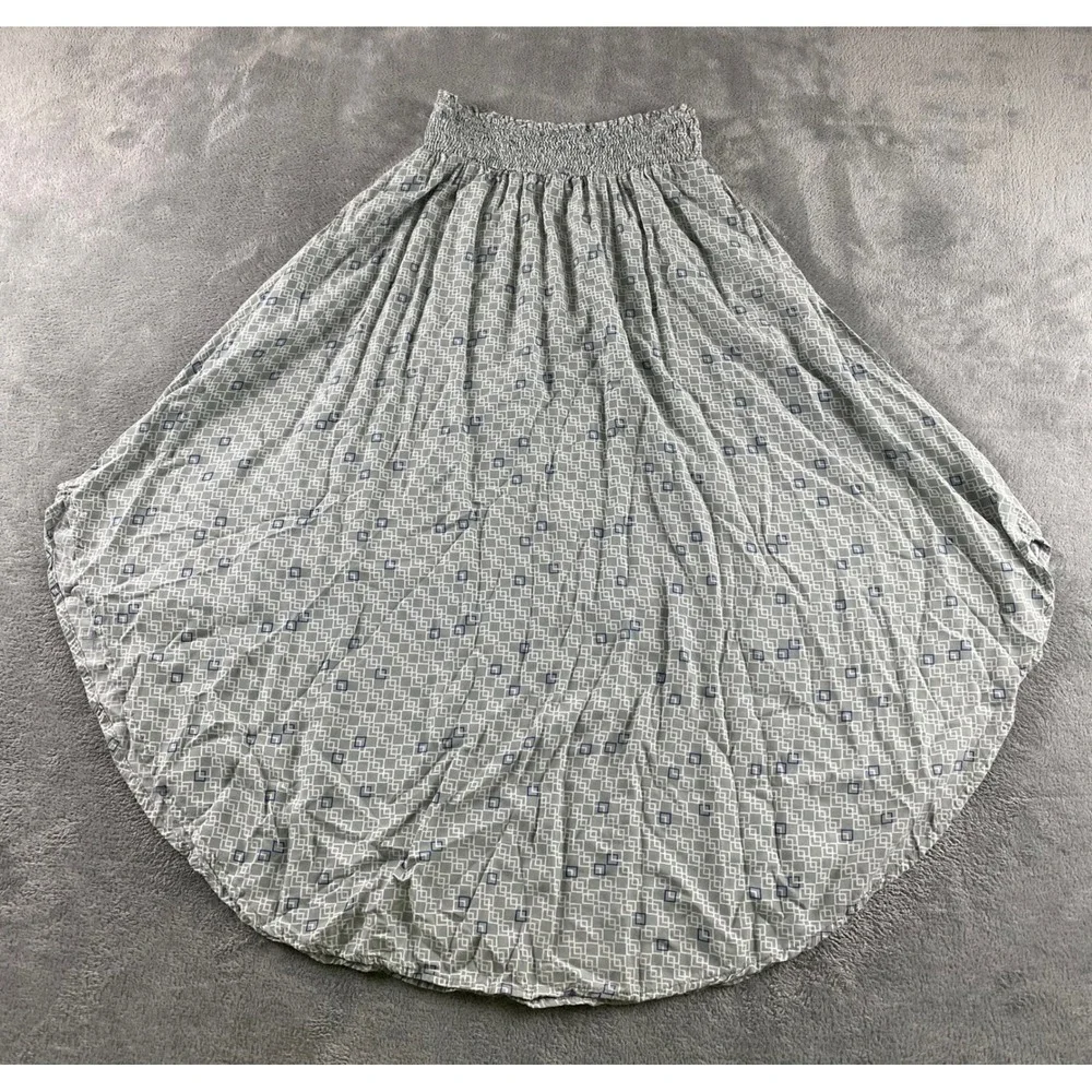Final Touch Womens M Sage Green Geometric Smocked‎ Waist Maxi Skirt Made in USA